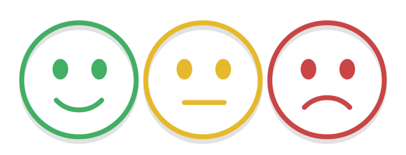 happy, neutral and sad faces graphic